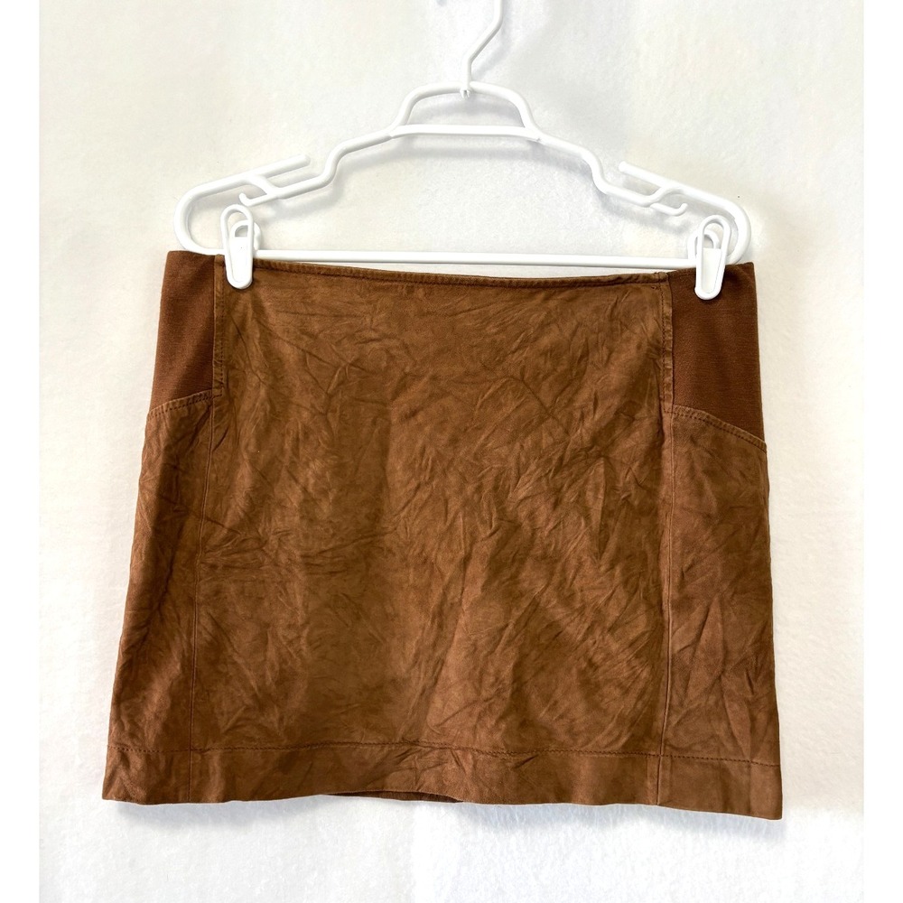BCBG Maxazria Suede Leather mini skirt camel brown/Ginger Women's Large